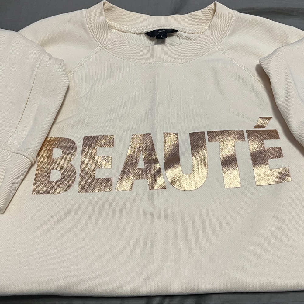 Cream Sweatshirt with Gold Lettering